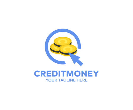 Money online logo design. Credit money, payment. Online shopping spending And digital money vector design and illustration.のイラスト素材