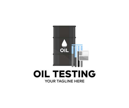 Oil test in Tube beaker experiment logo design. Test tube in laboratory vector design and illustration.のイラスト素材