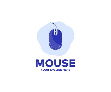 Computer mouse using PC equipment logo design. Technology concept for website design or landing web page. Computer mouse with cable vector design and illustration.のイラスト素材