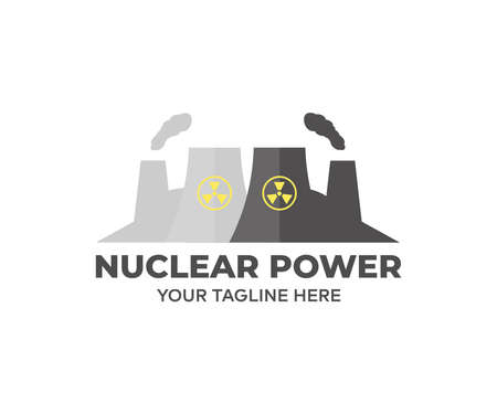 Nuclear power plant, electrical tower logo design.Energy and Power Generation vector design and illustration.のイラスト素材