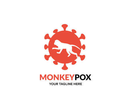 Monkeypox virus, virus outbreak pandemic logo design. MPXV virus, Infectious disease diagnosis medical concept  vector design and illustration.のイラスト素材