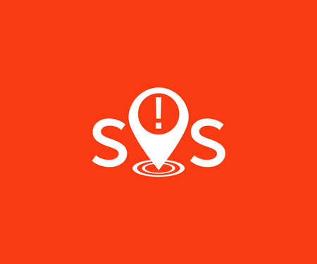SOS Emergency  logo design.  Containing Emergency alarm, SOS help service vector design and illustration.のイラスト素材