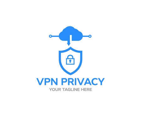 VPN - Virtual perivate network. Internet conncetion logo design. Vpn technology system, browser unblock website, vector design and illustration.のイラスト素材