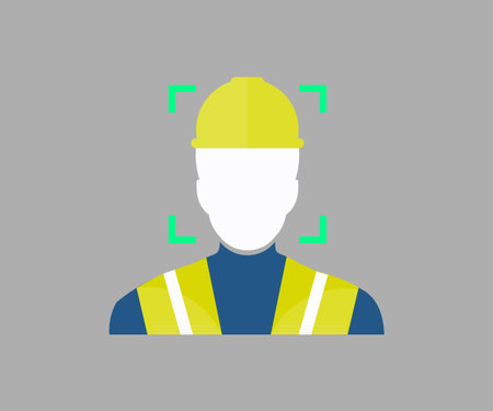 Facial recognition technology scan and detect people face workers, Industrial Worker  design. Staff...