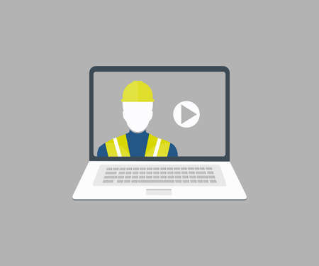 Technician people working in heavy industry manufacturing factory, Video, Safety, safety videos  design. Industrial machinery and check security system vector design and illustのイラスト素材