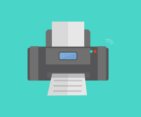 Printer and scanner, printer scanner laser office logo design. Multifunction printer printing paper...