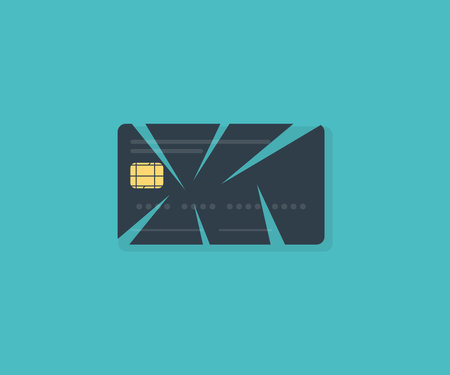 The collapse of the banking system design. Isolation, disconnection from Swift. 
Economic crisis. Cut credit card vector design and illustration.のイラスト素材