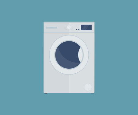 Washing machine logo design. Quality design element. Editable stroke. Clothes laundry, washing machine drum vector design and illustration.のイラスト素材