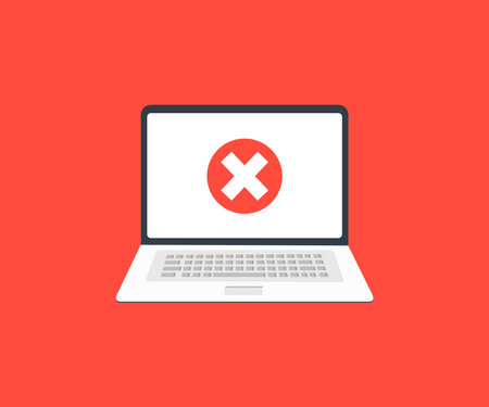 Notebook and round red cross mark logo design. Error window, exit button, no, cancel, vector design and illustration.のイラスト素材