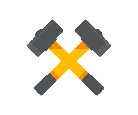 Crossed hammers joiner's tools, hand tools, simple shape, for graphic design logo design. Emblem, symbol, sign, badge, label, stamp, isolated on white background vector design andのイラスト素材