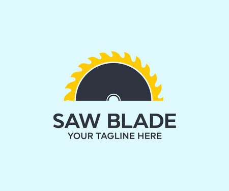 Circular saw blade, Carpentry, woodworking  logo design. Circular saw blade for cutting wood vector design and illustration.のイラスト素材