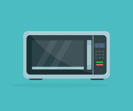 Modern microwave oven logo design. Countertop Convection Microwave Oven with Control Lockout Option. Kitchen and Domestic Appliances vector design and illustration.のイラスト素材