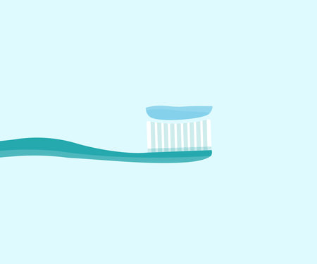 Toothbrush brush with toothpaste, teeth brushing logo design. Dental care equipment vector design and illustration.のイラスト素材