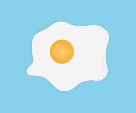 Breakfast with eggs, fried eggs, fresh eggs logo design. Concept of cooking, white Eggs and Yellow Egg Yolk vector design and illustration.のイラスト素材