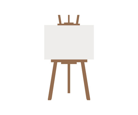 Realistic paint desk, Wooden easel and a sheet of drawing paper logo design. Artwork, Blank canvas, stretched canvas panel vector design and illustration.のイラスト素材