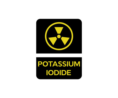 Nuclear Accident, potassium iodide logo design. Potassium iodide for use in case of radioactive contamination vector design and illustration.のイラスト素材