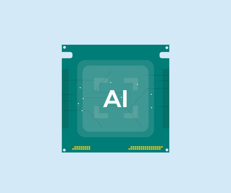 AI artificial intelligence technology CPU central processor unit chipset logo design. Modern computer technologies UI. Electronic and technology concept vector design.のイラスト素材
