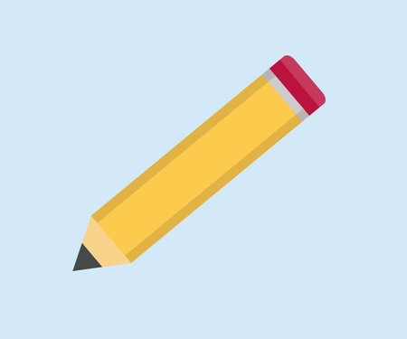 Short yellow pencil, Realistic pencil isolated cartoon with rubber eraser logo design. Educational concept, Back to school concept vector design and illustration.のイラスト素材