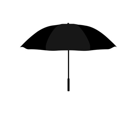 Umbrella, Parasol simple black logo design. Rain, weather, meteorology sign. Rain protection. For web design, mobile applications, and printing vector design and illustration.のイラスト素材
