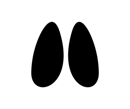 Cow foot steps isolated black silhouette logo design. Footsteps of livestock mammal, elk, moose or deer hoof. Footprint imprints on ground, goat animal legs dirty marks vector.のイラスト素材