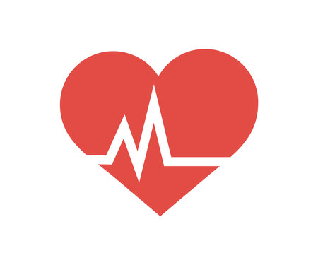 Arterial blood pressure icon in flat style logo design. Heartbeat monitor, cardio vascular dystonia, measurement arterial pressure. Pulse diagnosis sign business concept vector.のイラスト素材