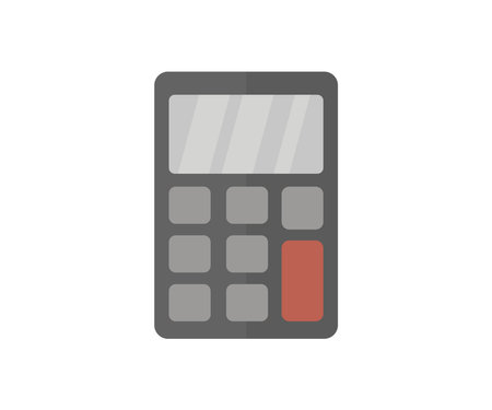 Metal calculator with a display, Electronic calculator logo design. Calculator on white background. Math, cost, tax or investment calculation vector design and illustration.のイラスト素材
