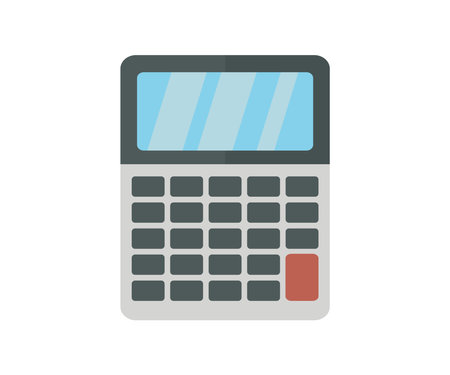 Calculator with a display, Electronic calculator logo design. Calculator on white background. Math, cost, tax or investment calculation vector design and illustration.のイラスト素材