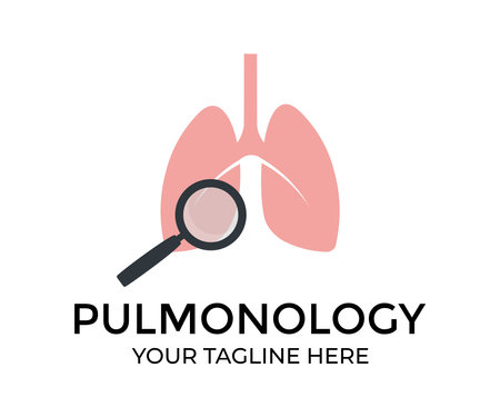Pulmonology, Lungs, internal organ inspection, concept, Medical research items, clinical science laboratories experiments logo design.  Respiratory medical diagnostics vector.のイラスト素材