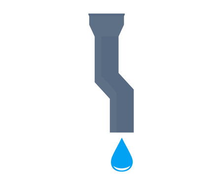 Rain gutter with downspout logo design. Gutter installation and repair service vector design and illustration.のイラスト素材