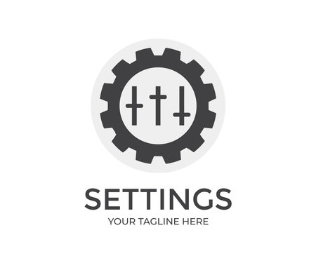 Setting icon, Tools, Cog, Gear, help options account, Settings, Cogwheel, mechanism logo design. Black gear wheel icons on white background vector design and illustration.のイラスト素材