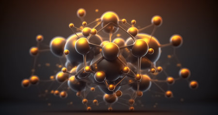 3d illustration of molecule model. science concept. Scientific research in molecular chemistry. Science background with molecules. generative aiの素材