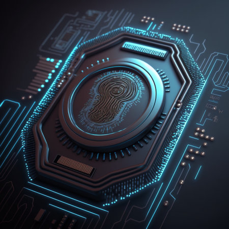 Digital biometric, security and identify by fingerprint concept. Future technology and cybernetic. Scanning system of the fingerprint. generative AIの素材