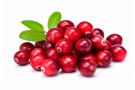 Heap cranberries on a white background. Pile of fresh cranberry fruits. generative aiの素材