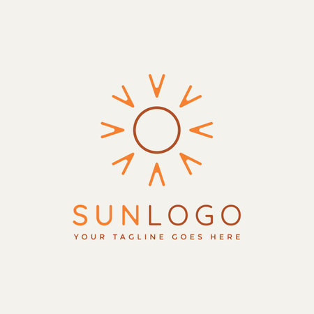 sun light minimalist line art logo template vector illustration design. simple modern sunlight, sunburn, sunshine logo conceptのイラスト素材