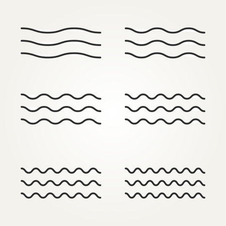 bundle set of ocean, lake, and river waves icon variety concept