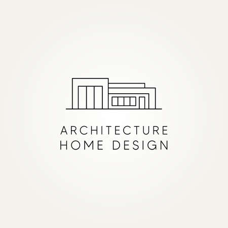 architecture home design minimalist line art logo template vector illustration design. simple modern building, residential, estate icon logo conceptのイラスト素材