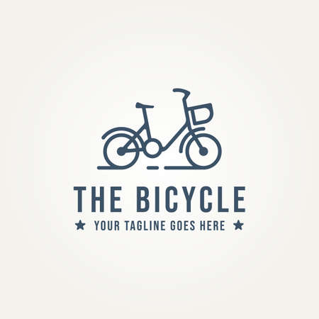 bicycle minimalist line art icon logo template vector illustration design. simple modern bike, cycle, vehicles logo conceptのイラスト素材
