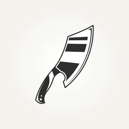vintage isolated cleaver knife logo icon symbol on withe background sign template vector illustration design. classic retro butcher, chef, and restaurant logo conceptのイラスト素材