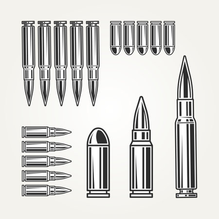 set of vintage bullet vector templateのイラスト素材