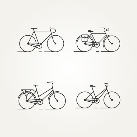 bicycle minimalist line art icon logo template vector illustration designのイラスト素材