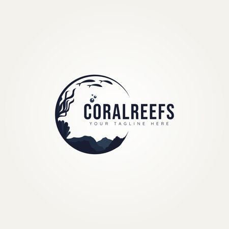 silhouette coral reef aquatic ocean icon logo template vector illustration designのイラスト素材
