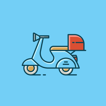 scooter bike delivery flat vector illustration design. simple minimalist shipping express delivery vector conceptのイラスト素材