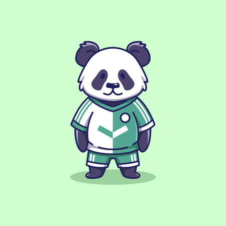 minimalist cute panda animal cartoon flat icon vector Illustration design. simple modern cute panda wearing soccer shirt isolated flat cartoon styleのイラスト素材