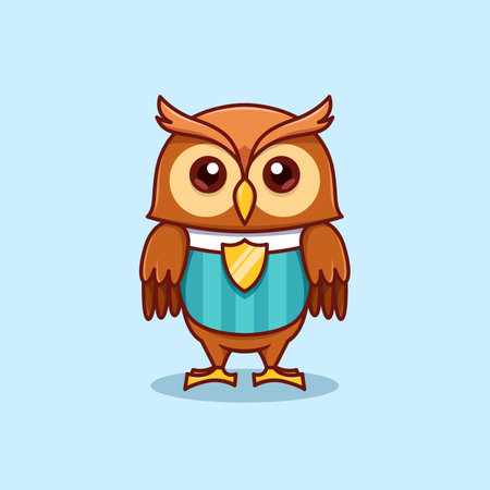 minimalist cute owl animal wearing soccer shirt cartoon flat icon vector Illustration design. simple modern owl isolated flat cartoon styleのイラスト素材