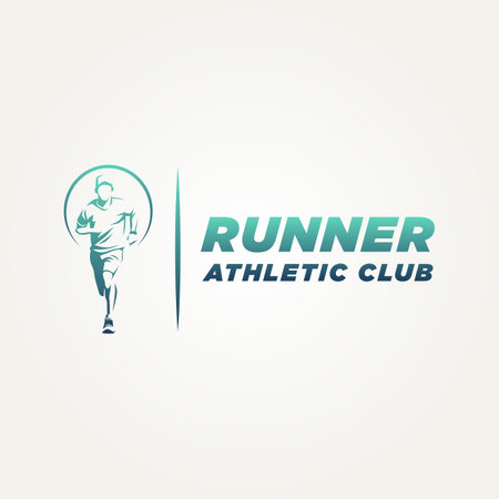 runner athletic club icon logo template vector illustration design. simple modern fitness enthusiasts, athletes, marathon runners logo conceptのイラスト素材