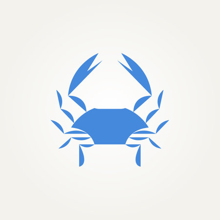 isolated blue crab silhouette icon logo template vector illustration design. minimalist simple fish restaurants, sea crab, seafood logo conceptのイラスト素材