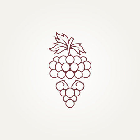 minimalist letter V combined with a grape line art icon logo template vector illustration designのイラスト素材