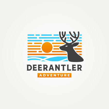 simple minimalist wild deer adventure icon logo vector illustration designのイラスト素材