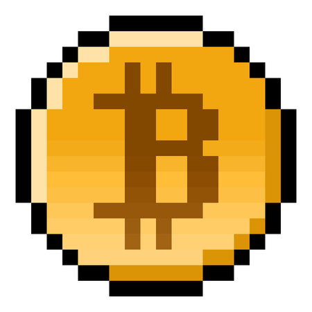Pixel bitcoin (vector, isolated)