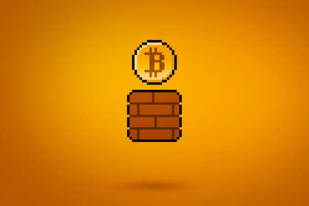 Pixel bitcoin backgroundの写真素材